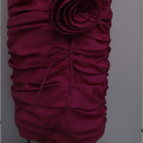 NWT 1980's Hot Pink Ruched Lilli Diamond Party Dress with Rosette - Picture 6 of 7